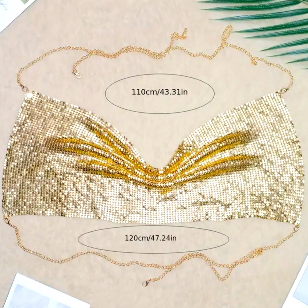✨✨✨Gold Metalic Crop Top / Small to Medium✨✨✨ - Picture 2 of 4